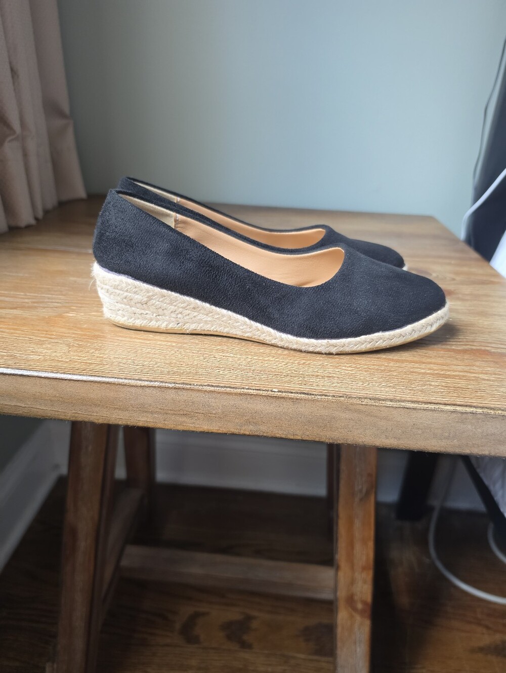 Classic 8 Black Espadrille Wedge Flats - Women
